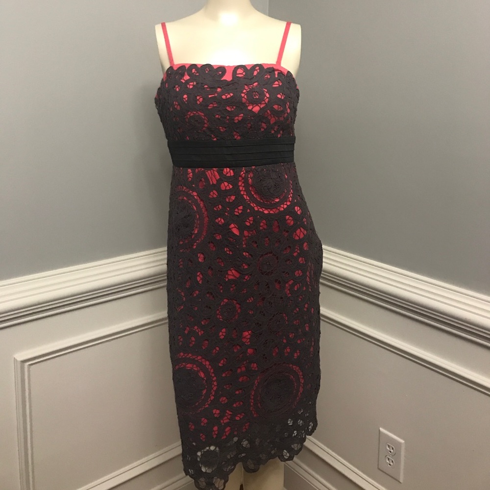 * Floreat - Gray and Hot Pink Lace Dress Size 8